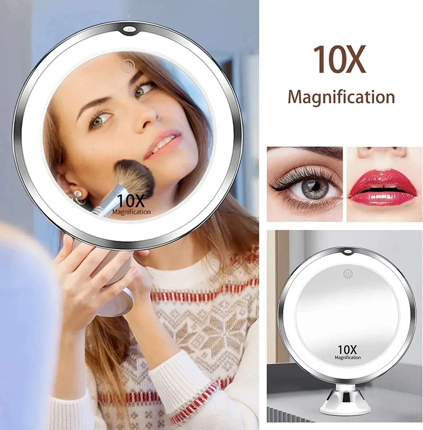 10x Magnifying Vanity Mirror with Lights Touch Screen LED Lighting