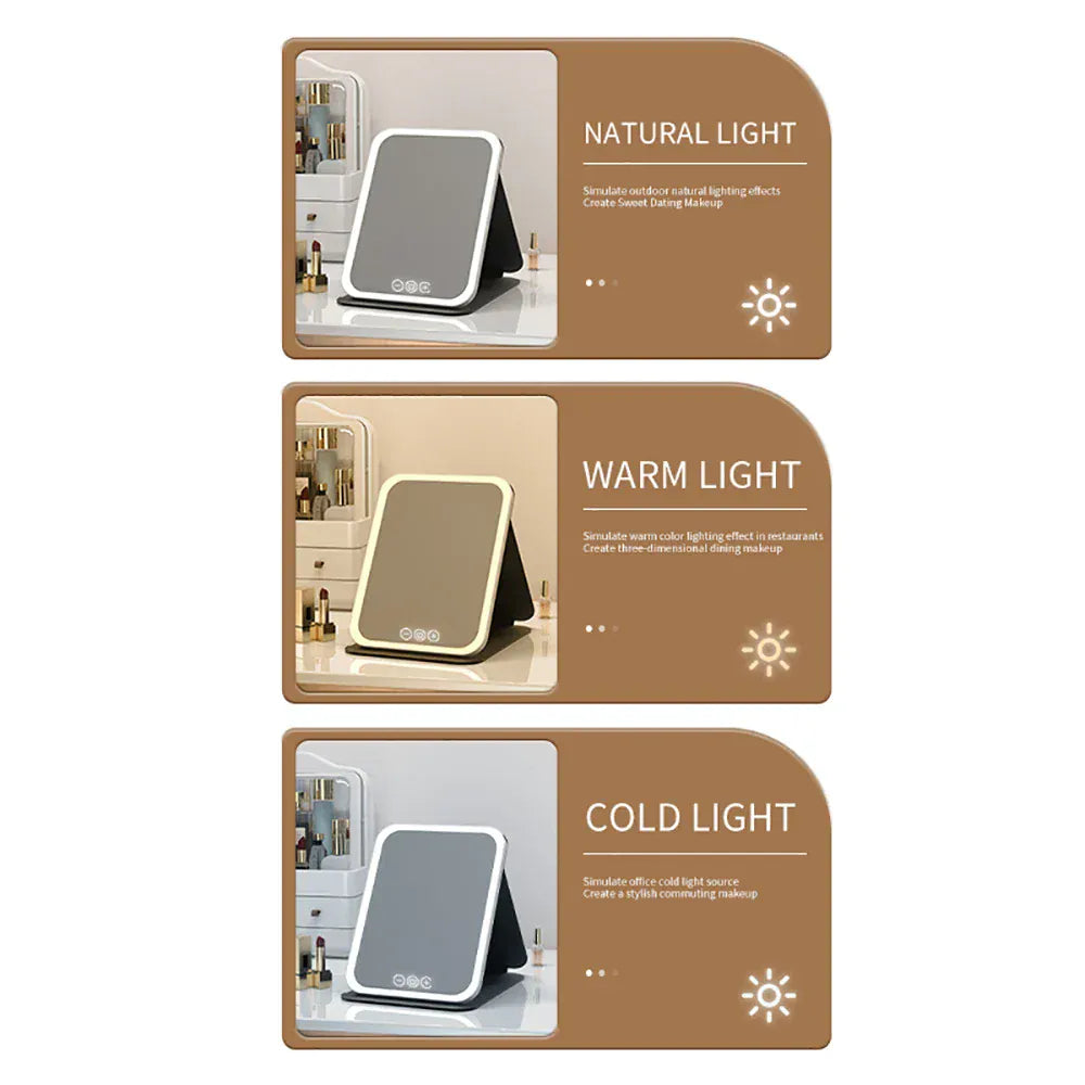3 Colors Dimmable LED Makeup Mirror with Touch Screen