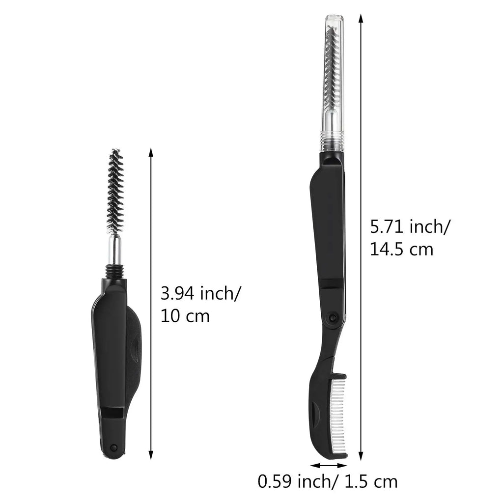 3PCS Stainless Steel Dual-Ended Eyelash Comb & Eyebrow Brush