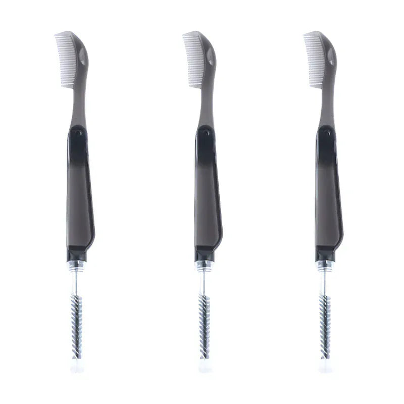 3PCS Stainless Steel Dual-Ended Eyelash Comb & Eyebrow Brush