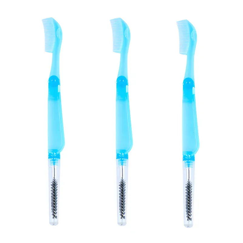 3PCS Stainless Steel Dual-Ended Eyelash Comb & Eyebrow Brush