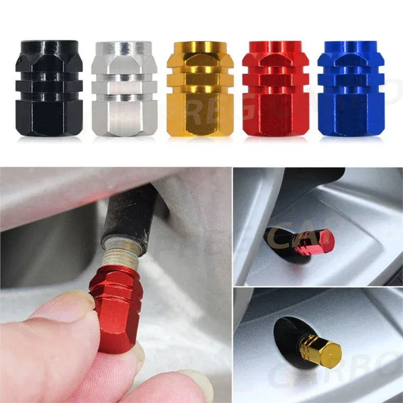 4Pcs Car Tire Valve Stems Cap Knurling Style Tire Valve Cap Aluminum Tire Wheel Stem Air Valve Cap Car Accessories