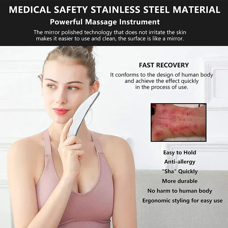 5pcs Fascial Knife Deep Tissue Muscle Scraper Guasha Tool Set IASTM Tool Relieve Sore Muscles Stainless Steel Fascial Massager