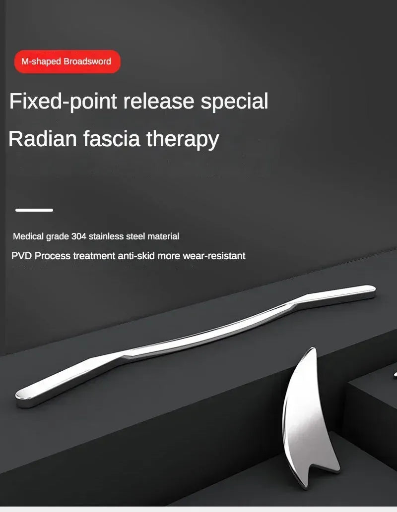 5pcs Fascial Knife Deep Tissue Muscle Scraper Guasha Tool Set IASTM Tool Relieve Sore Muscles Stainless Steel Fascial Massager