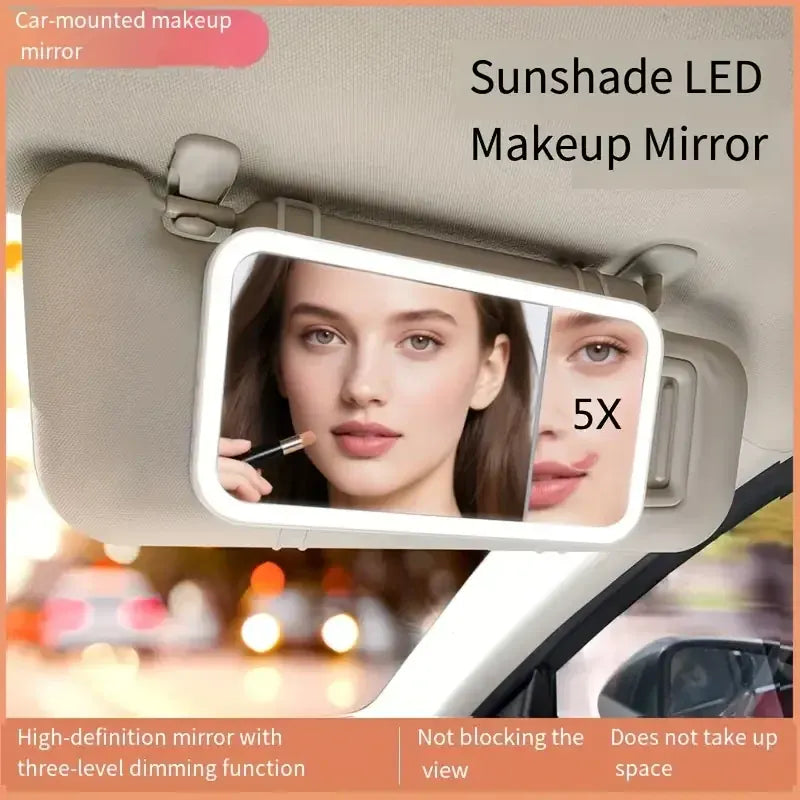 Car Vanity Makeup Mirror with Lights, Dimmable Touch Control LED