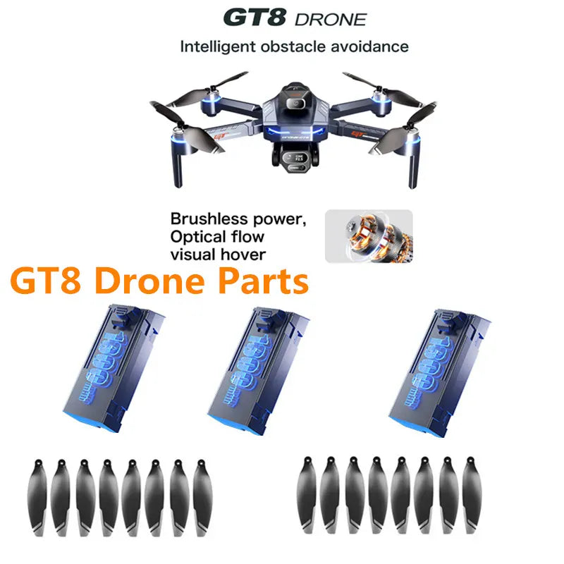 GT8 Drone Battery 3.7V 1300MAH Battery/Propeller USB For GT8 Brushless Drone GT8MAX Drone Battery Blades GT8 Dron Battery Blades