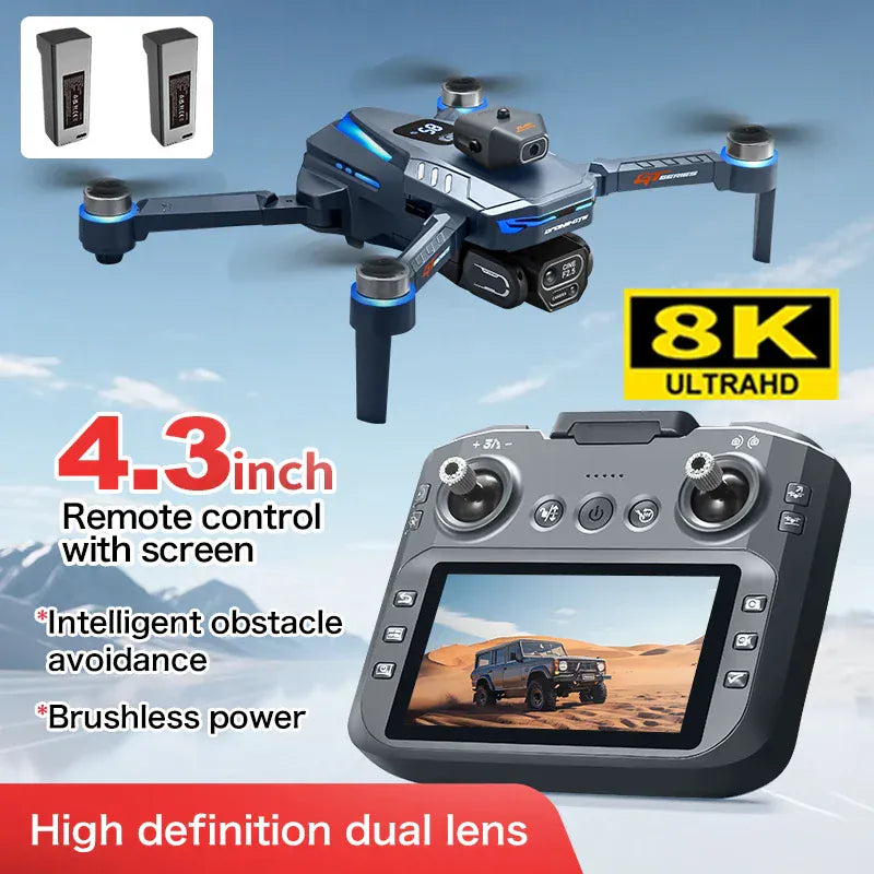 GT8 Drone with Screen 8K HD Camera WIFI Brushless Aerial photography quadcopter battery power display colourful lights RC dron