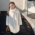 Kids' Faux Mink Winter Coat Longline Oversized Hooded Thickened Warm Fur Jacket for Big Toddler Girls Autumn Winter