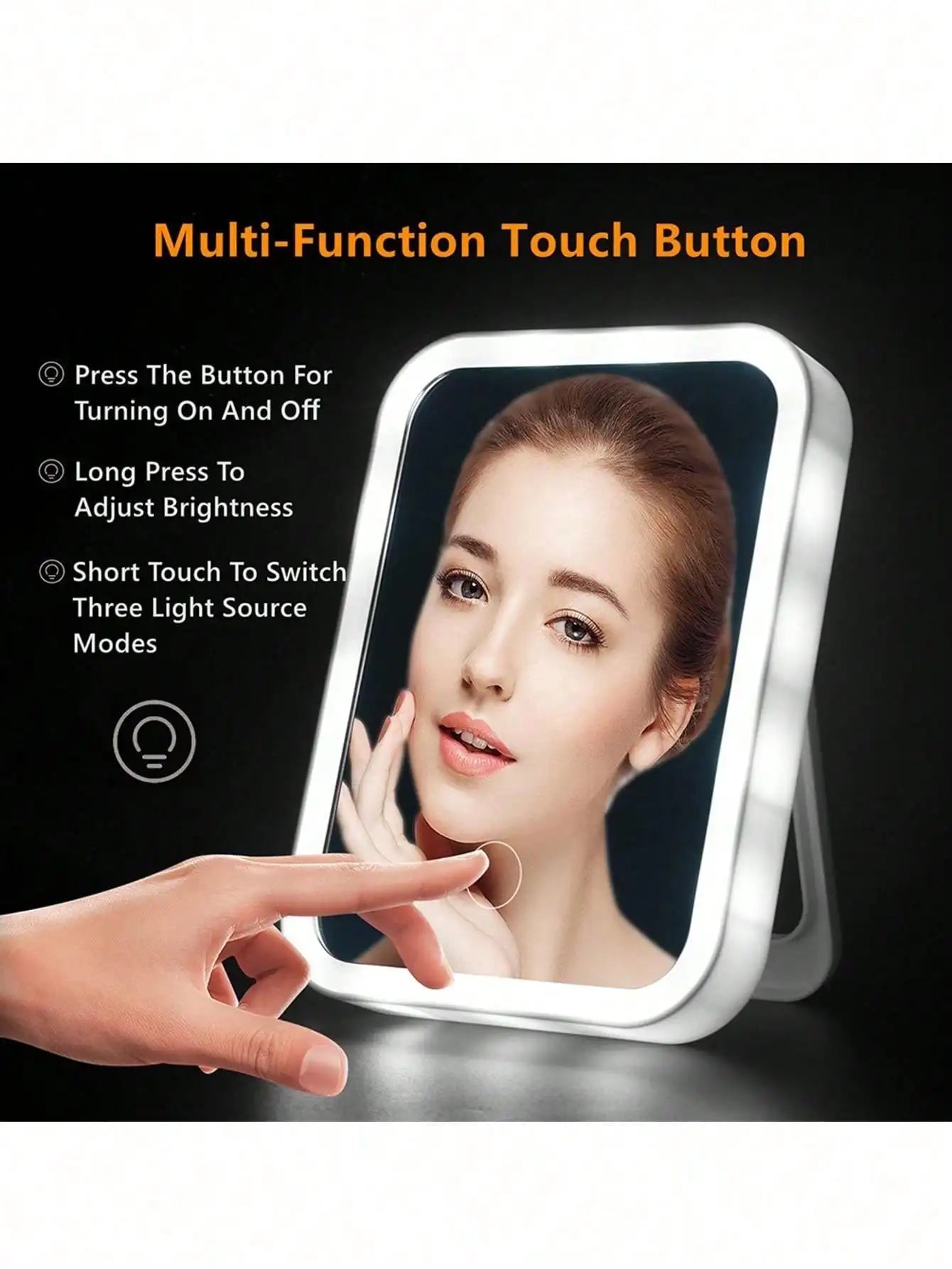 LED Makeup Mirror With Adjustable Dimming, Rotating & Storage - USB Vanity Mirror