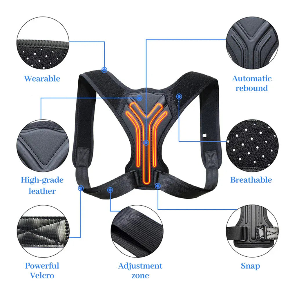 Posture Corrector-Back Brace for Men Women- Fully Adjustable Straightener for Mid,Upper Spine Support- Neck,Shoulder,Clavicle