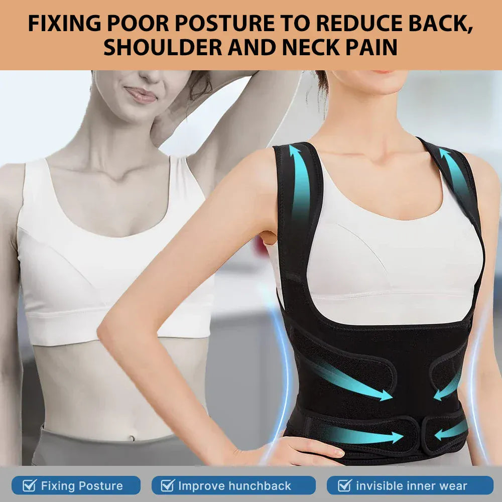 Posture Corrector for Men and Women - Full Back Brace Support, Back Posture Straightener for Scoliosis and Hunchback Correction
