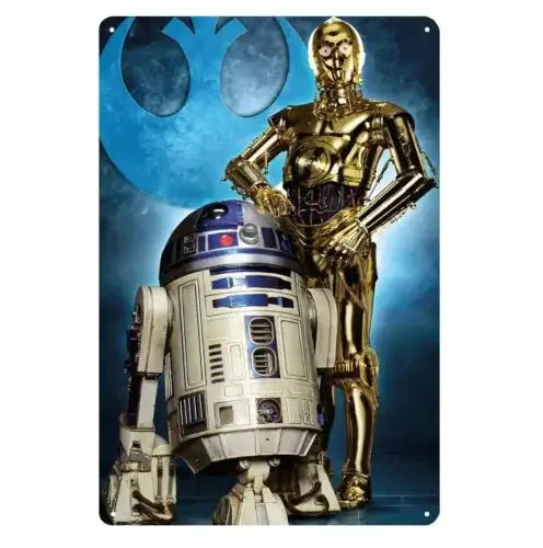 R2D2 C-3PO Droids Movie Metal Poster Tin Sign 20x30 Cm Plate Science Fiction Theme Wall Art Decor