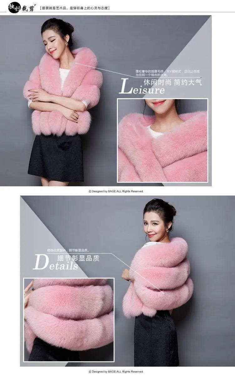 Winter Warm imitation mink women's fox fur collar shawl scarf cloak mink fur coat Bridal dress hairy large shawl cape short coat
