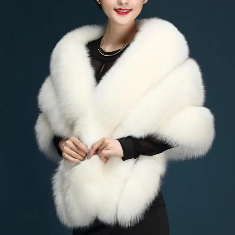 Winter Warm imitation mink women's fox fur collar shawl scarf cloak mink fur coat Bridal dress hairy large shawl cape short coat